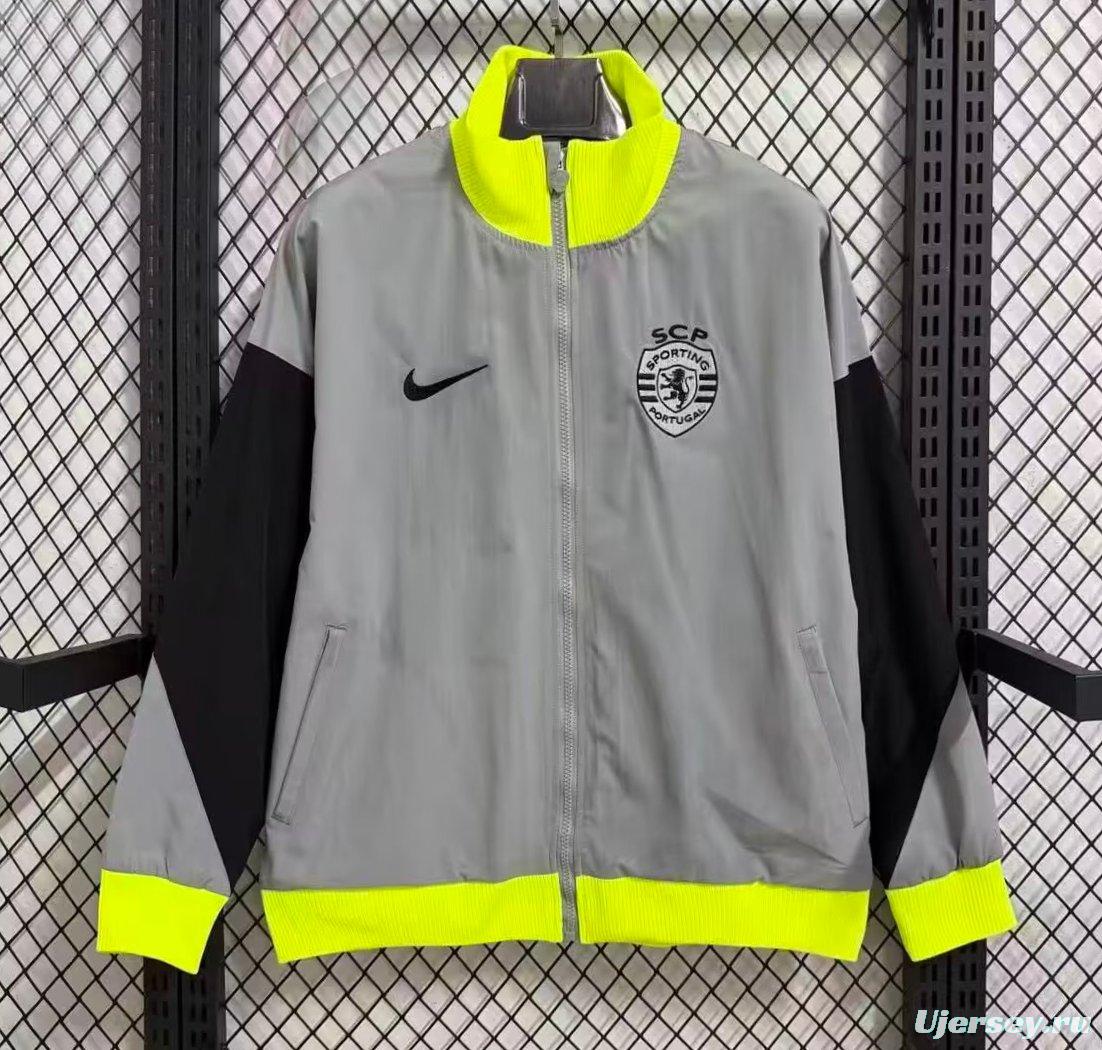 25/26 Sporting CP Grey Full Zipper Windbreaker