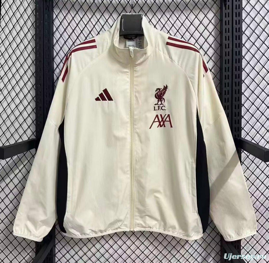 25/26 Liverpool White Full Zipper Windbreaker