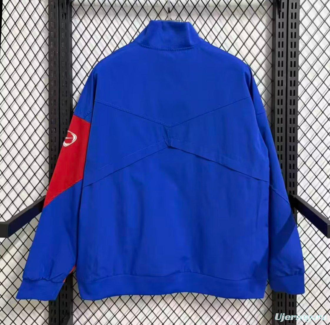 25/26 Paris Saint-Germain Blue with Red  Full Zipper Windbreaker