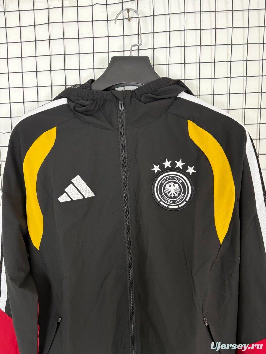 2026 Germany Black Full Zipper Windbreaker