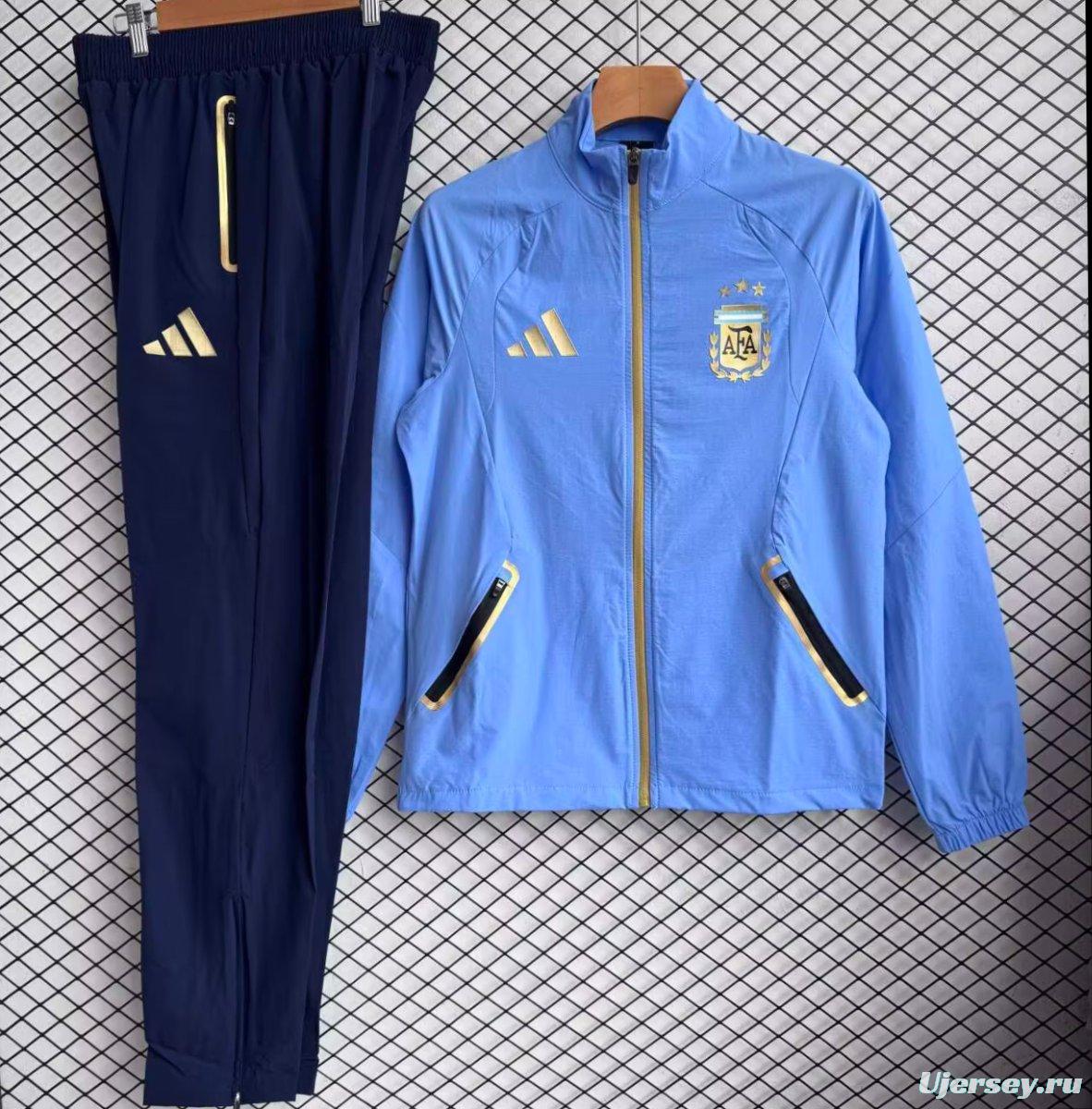 25/26 Argentina Sky Blue Full zipper Jacket Tracksuit+ long pants