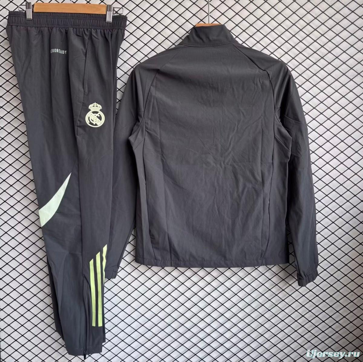 25/26 Real Madrid Dark Grey Full zipper Jacket Tracksuit+ long pants