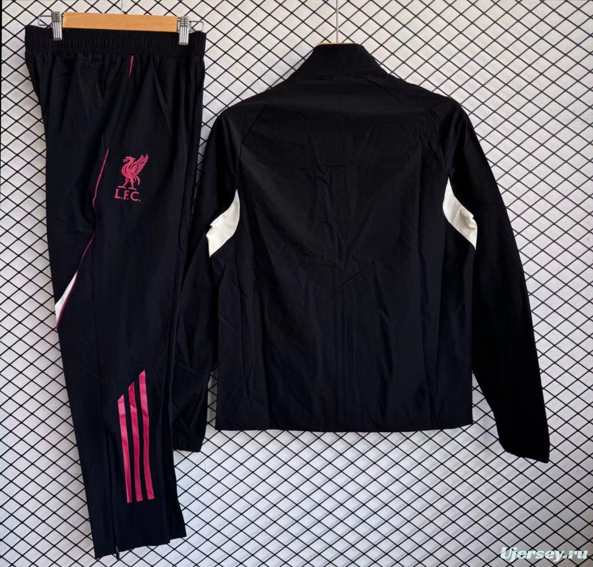 25/26 Liverpool Black with Pink Full zipper Jacket Tracksuit+ long pants