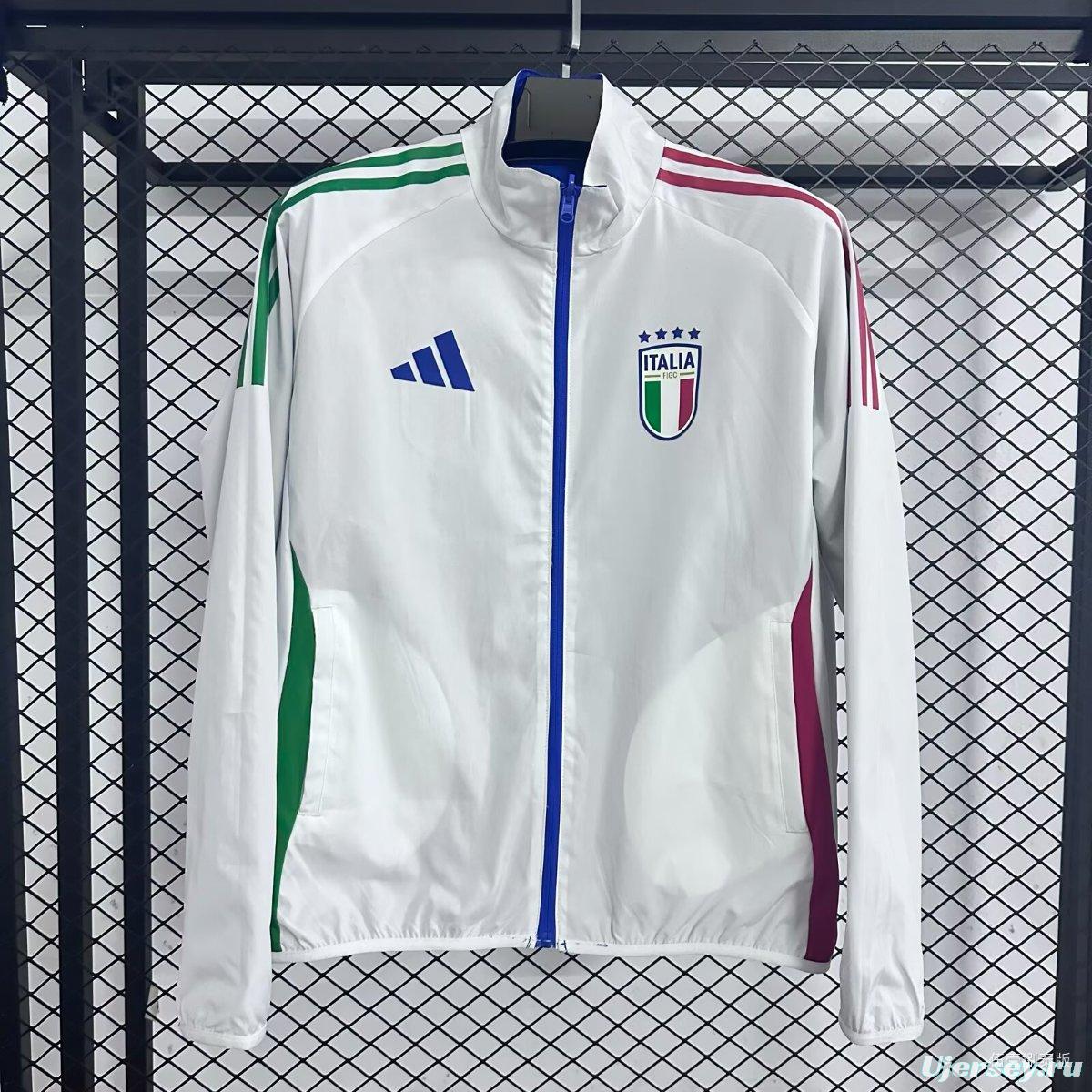 2026 Italy White Full Zipper Windbreaker