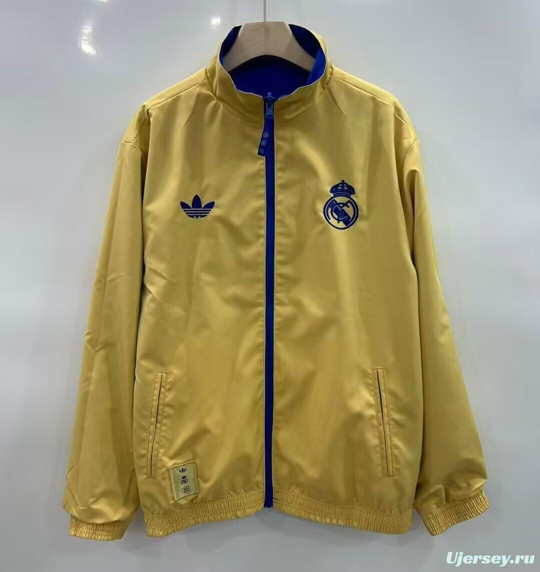 25/26 Real Madrid Golden/Blue Full Zipper Windbreaker