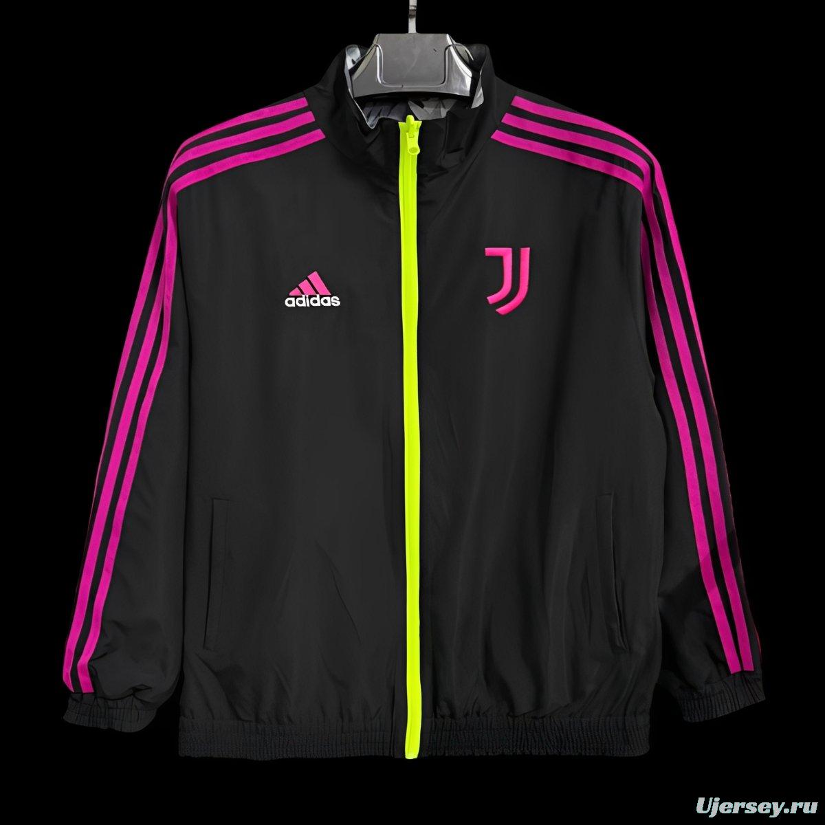 25/26 Juventus Black/Purple Full Zipper Windbreaker