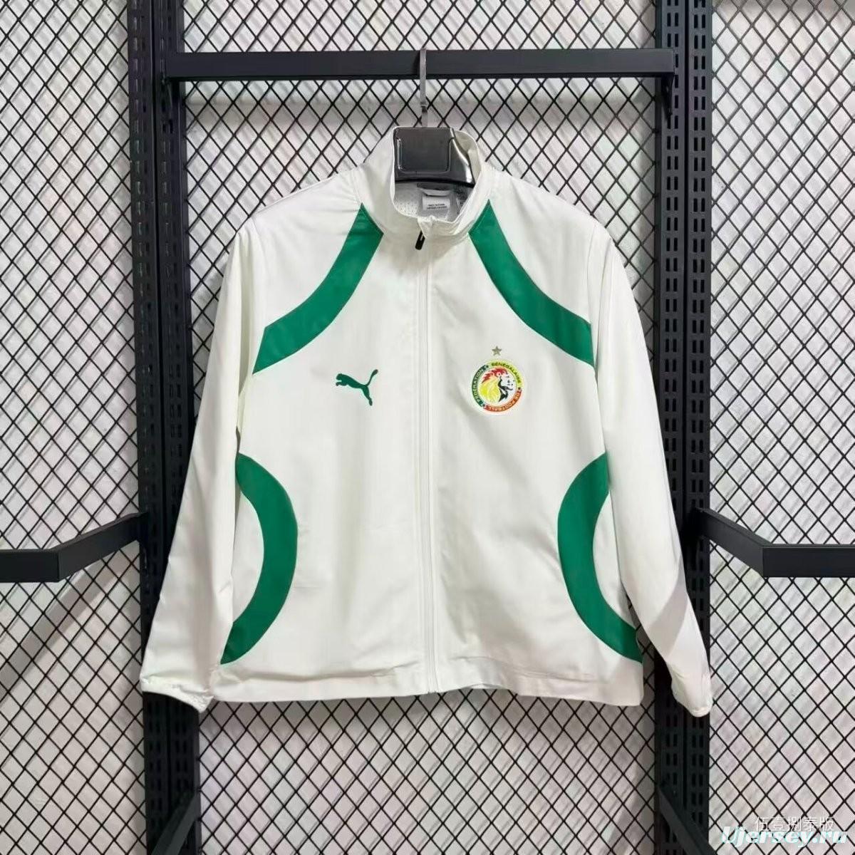 2026 Senegal White Full Zipper Windbreaker