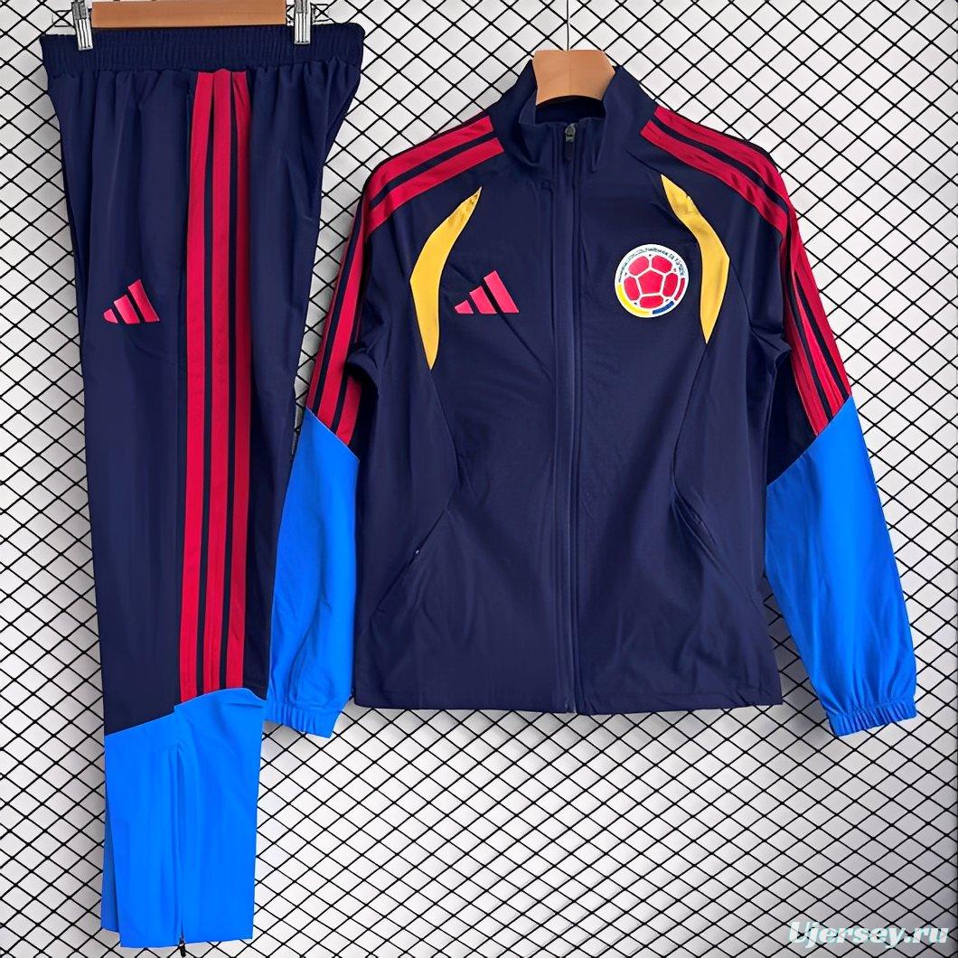 2026 Colombia Navy Full Zipper Windbreaker + Long Pants