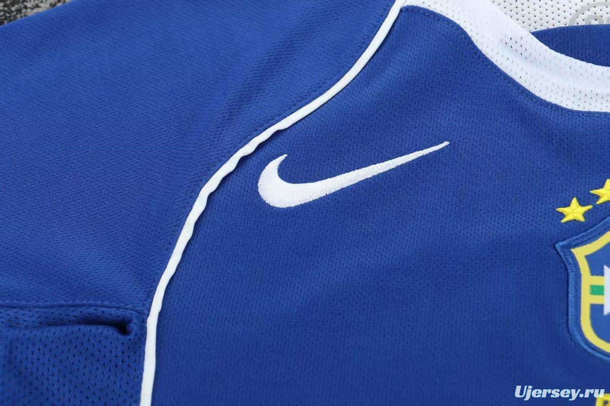Retro Kids 2004 Brazil Away Blue Jersey