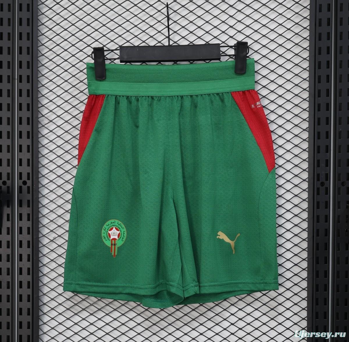 2026 Player Version Morocco Green with Red Side Panels Shorts