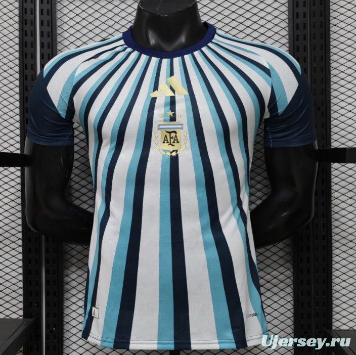 Player Version 2026 Argentina White Light Blue Dark Blue Radial Stripe Special Edition Jersey