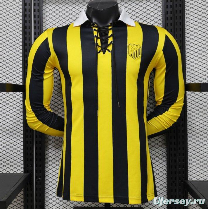 Player Version 2026 Peñarol Yellow & Black Vertical Stripes Long Sleeve Retro Heritage Jersey