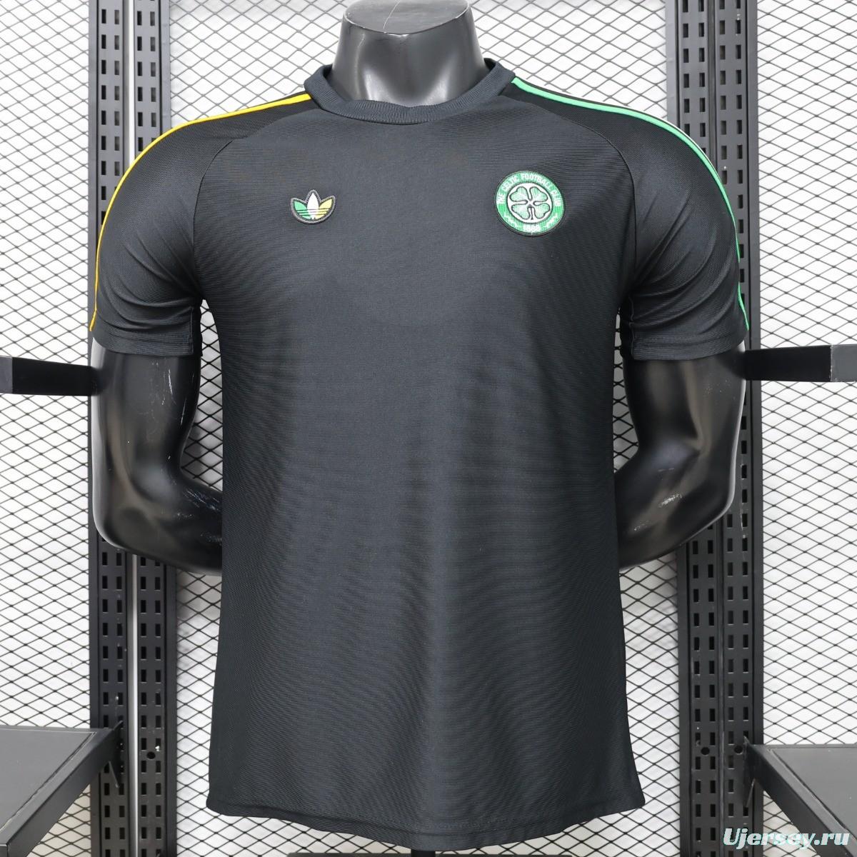 Player Version 26/27 Celtic Black with Asymmetric Yellow & Green Stripe Jersey