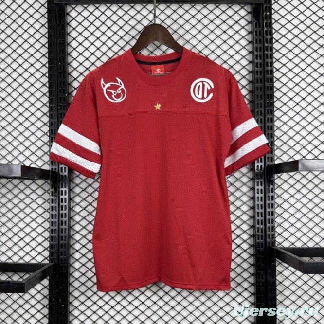 2025 Deportivo Toluca FC "Los Diablos Rojos" Special Edition Red Mesh American Football Style Jersey