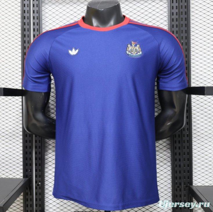 Player Version 26/27 Newcastle United Blue 1990 Vintage Remake  Short Sleeve Away Jersey