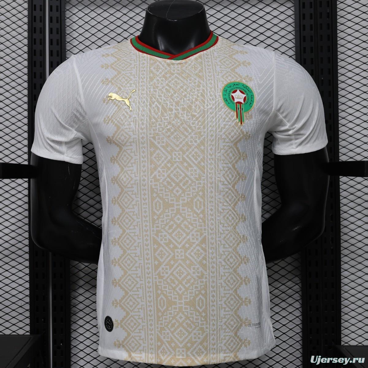 Player Version 26/27  Morocco  Away  White & Gold Amazigh Pattern Jersey