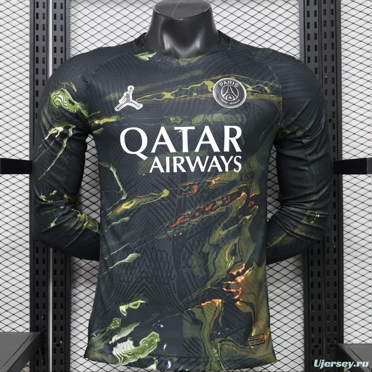 Player Version 26/27 Paris Saint-Germain Fourth Black & Gold/Green Lava Print Long Sleeve Special Edition Jersey