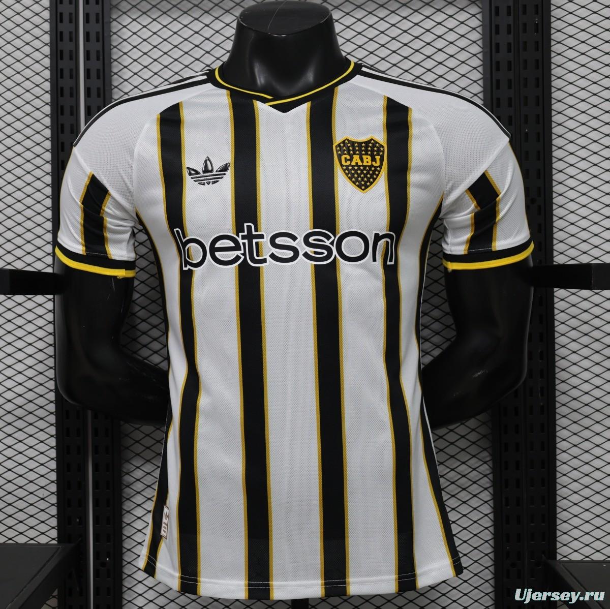 Player Version 25/26 Boca Juniors Away White & Black Vertical Stripes  Special Edition Jersey