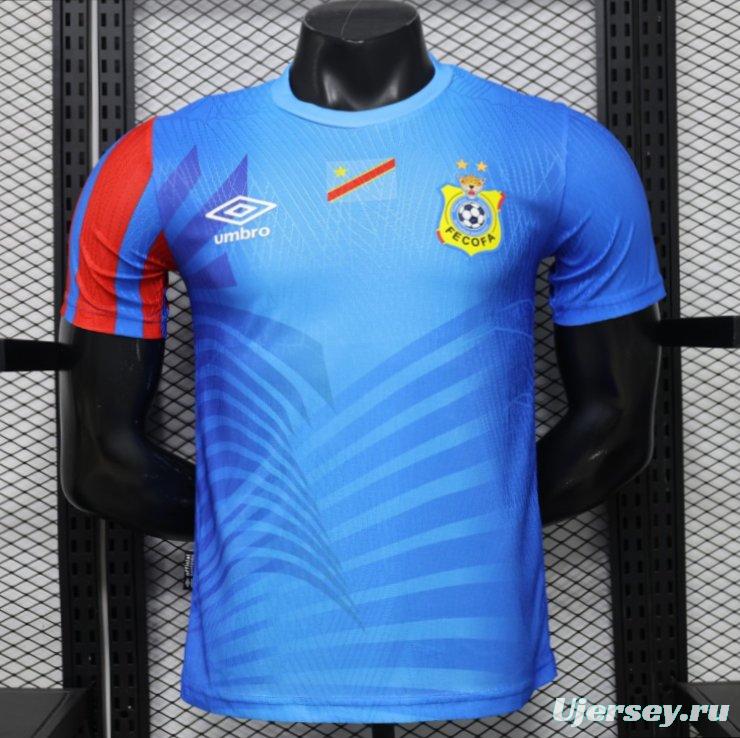 Player Version 26/27 DR Congo  Sky Blue & Red  Home Jersey