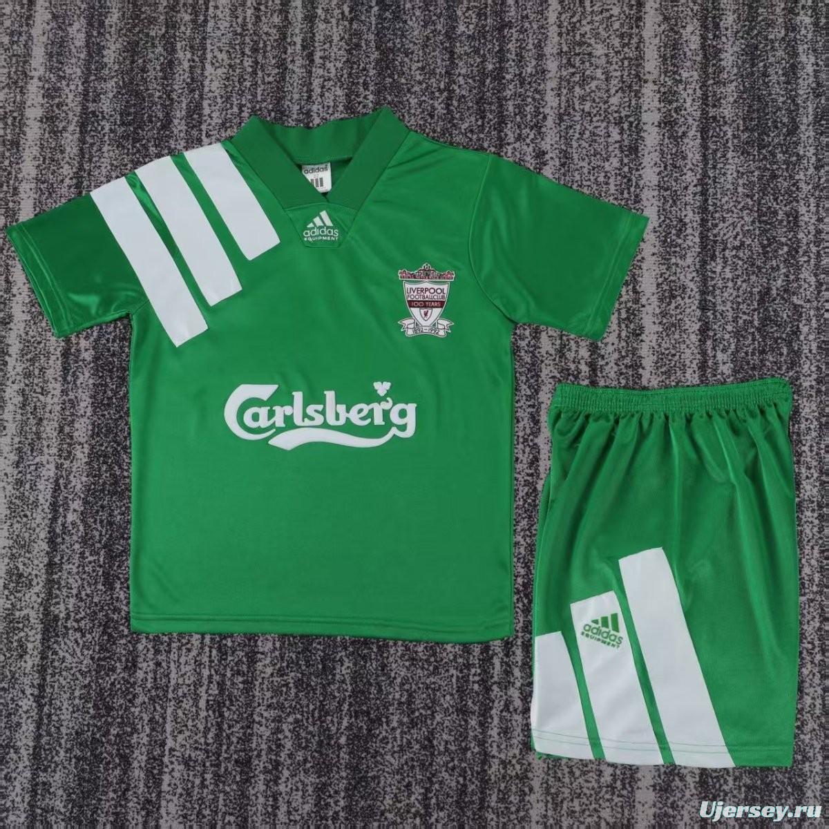 Retro 92/93 Kids Liverpool Away Green Jersey