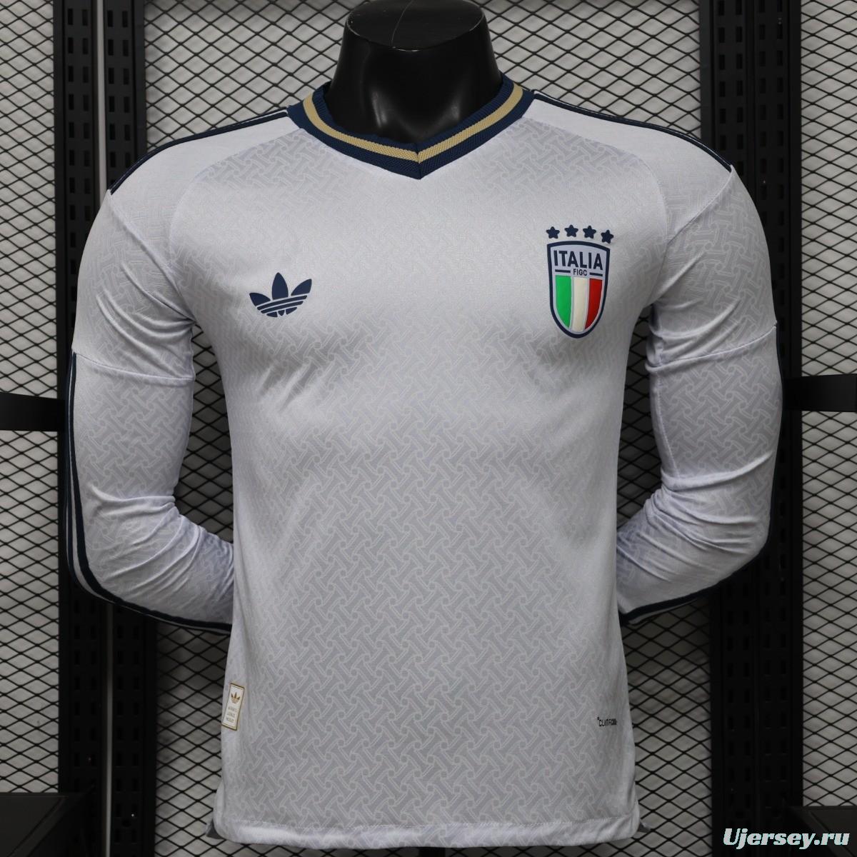 Player Version 2026 Italy Away White  Long Sleeve Jersey