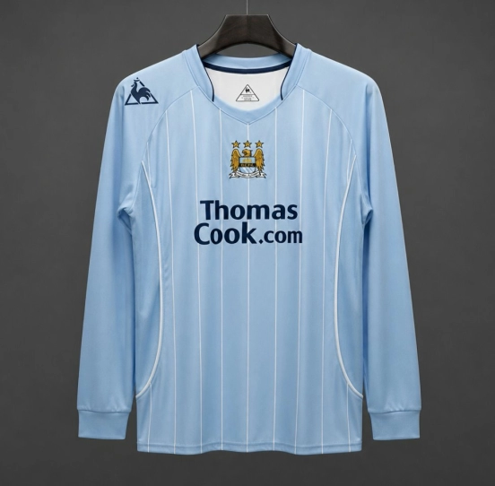 Retro 07/08 Manchester City Home Long Sleeve Soccer Jersey