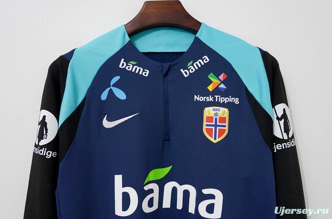2026 Norway Dark Blue Half Zipper Training Jacket