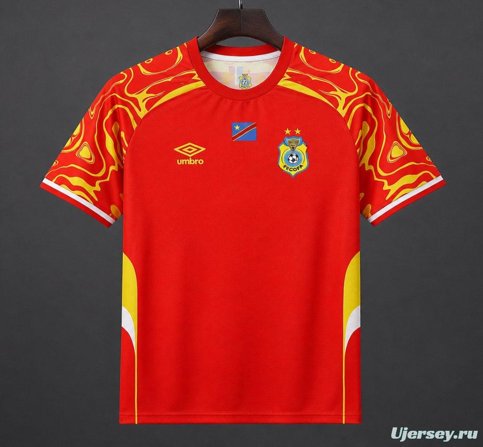 2026 DR Congo Red with Yellow  Third Jersey