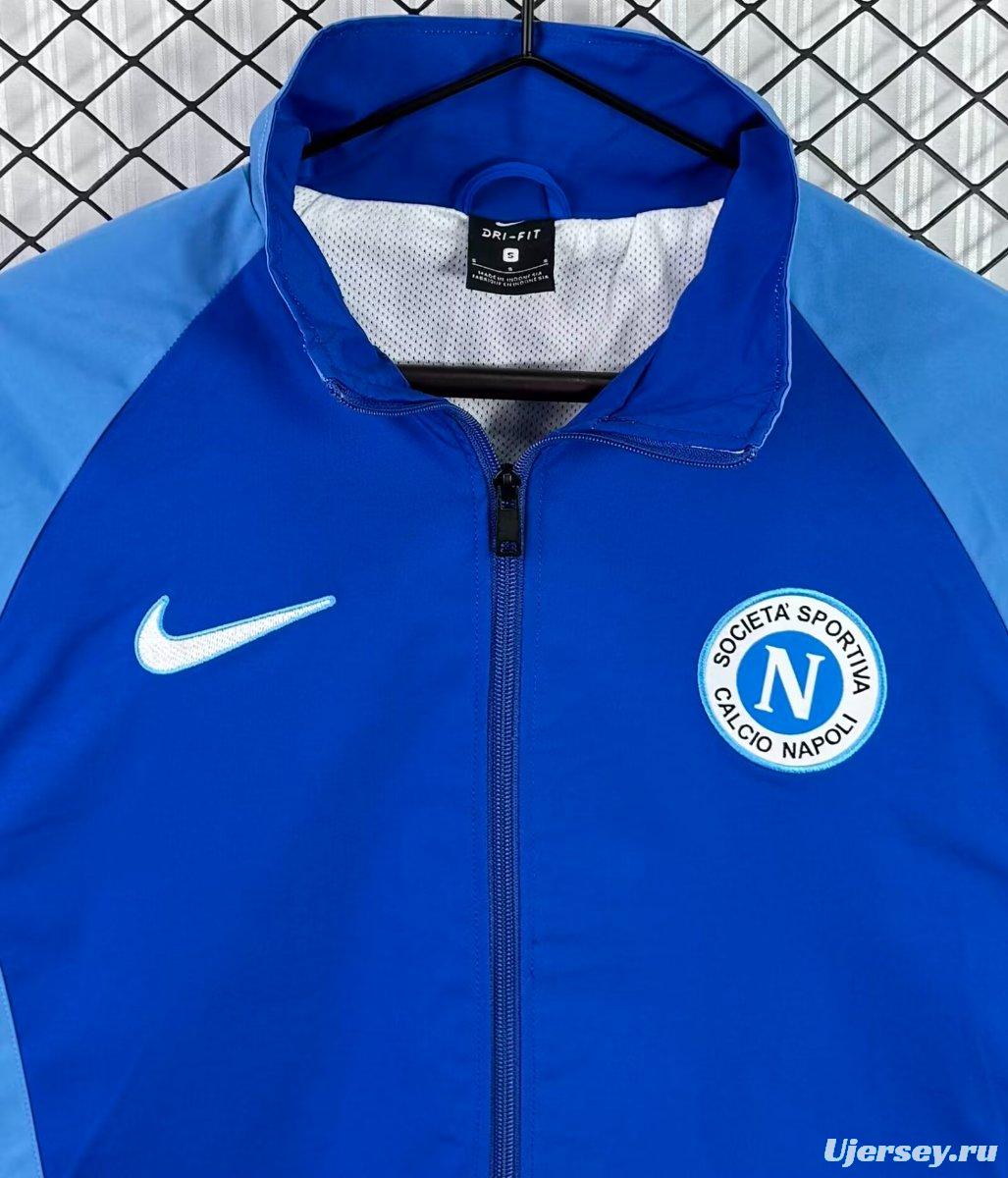 Retro 1998/99 Napoli Blue Light Blue Full Zipper WIndbreaker