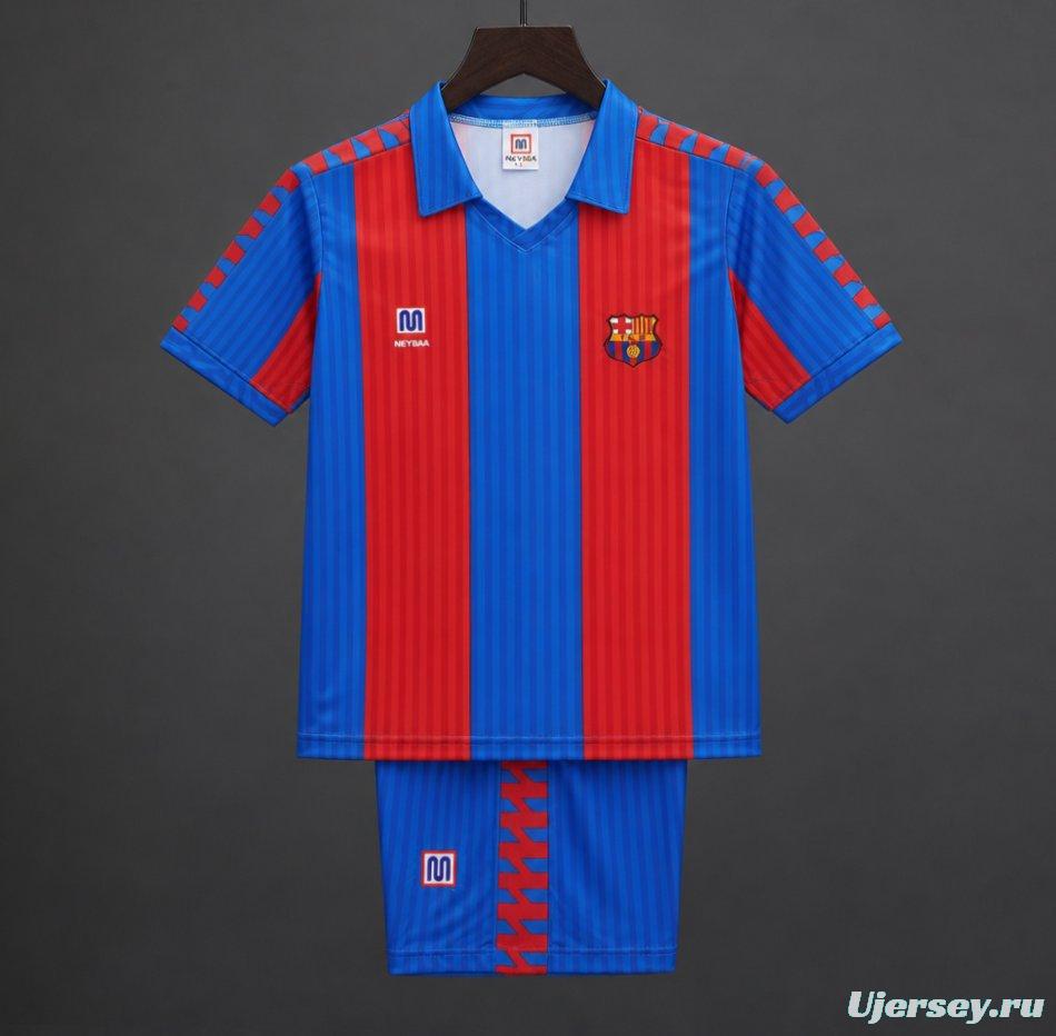 Retro 1989/92 Kids FC Barcelona Blue & Red Stripe Home Jersey