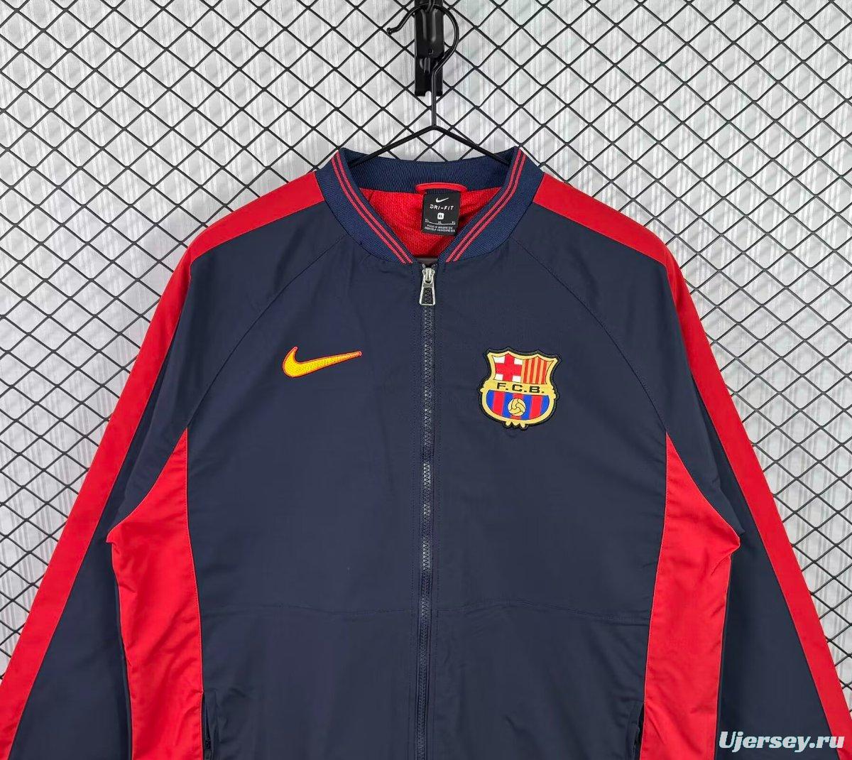 Retro 1998/99 Barcelona Nike Vintage Navy/Red Windbreaker