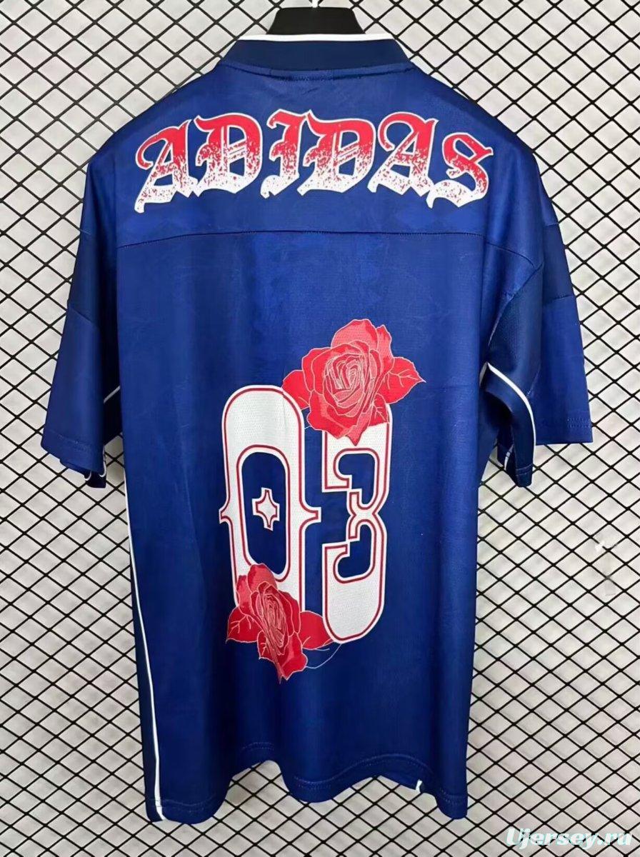 26/27 Adidas Originals Roses Mesh Blue Vintage Style Jersey