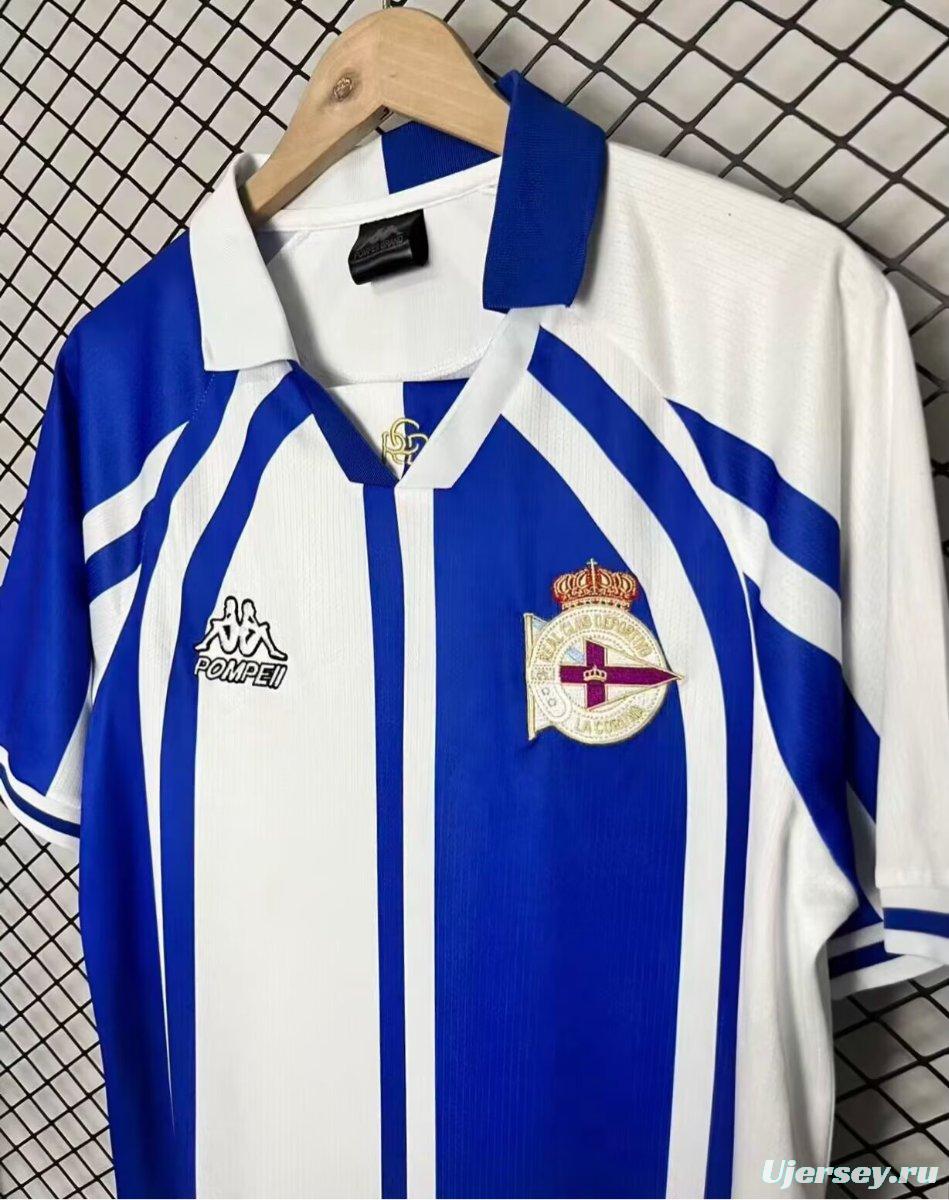 Retro  Deportivo La Coruña Blue & White Stripe Home Jersey