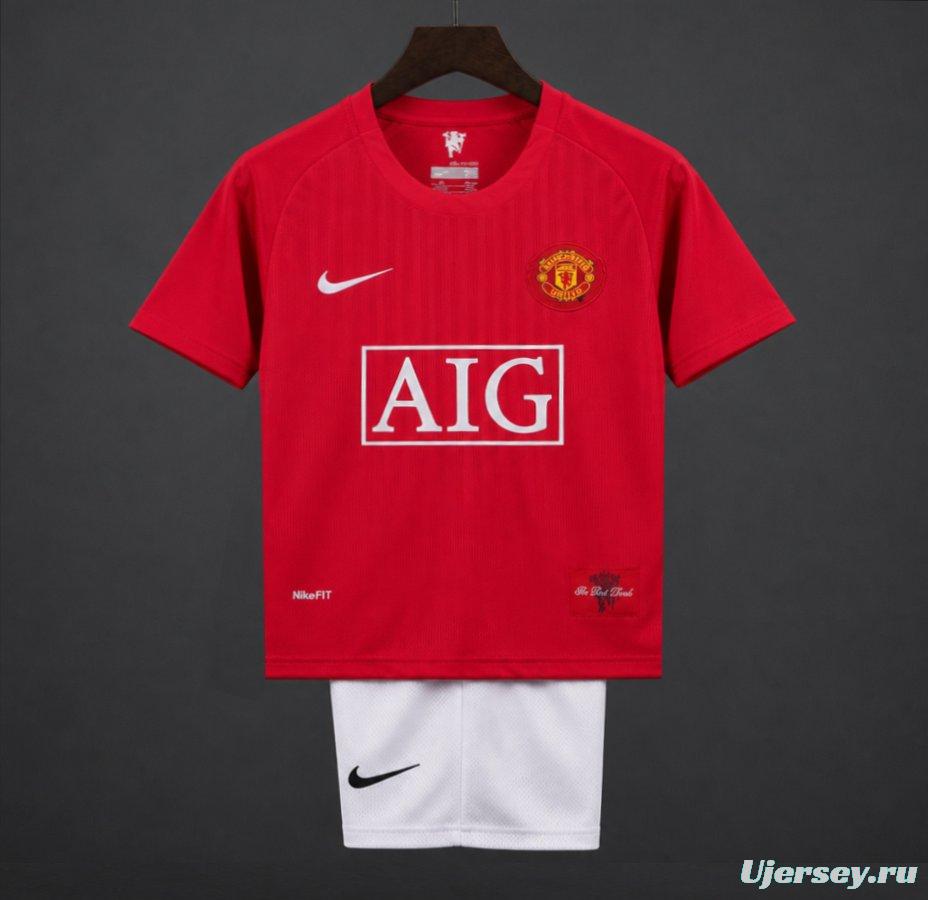Retro Kids 07/08 Manchester United Home Jersey