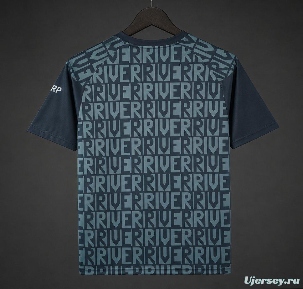 26/27 River Plate Pre-match Jersey With  Text "RIVER" Repeated Pattern
