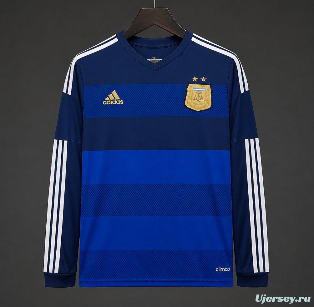 Retro 2014 Argentina Home Long Sleeve Soccer Jersey