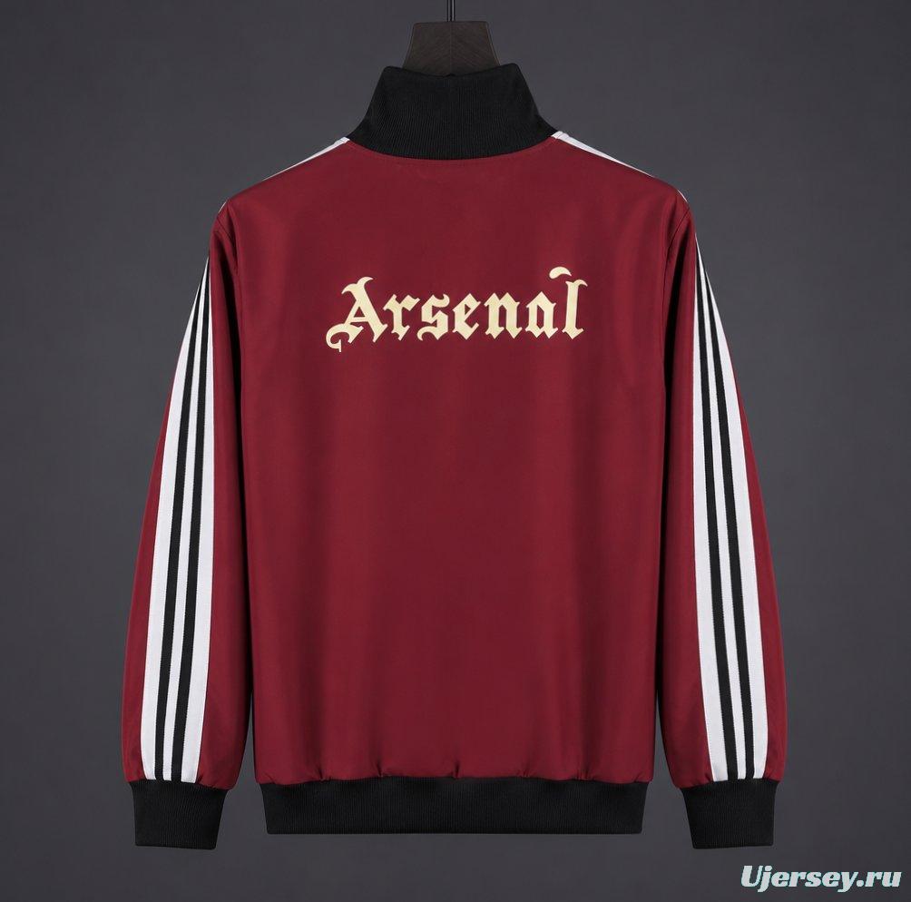 26/27 Arsenal Track Jacket Burgundy Black Full Zipper Windbreaker