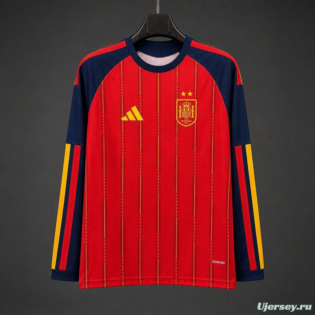 2026 Spain Home  2 Stars  Long Sleeve Jersey