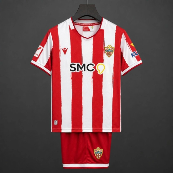 26/27 Kids Almeria Home  Red With White Stripes Jersey