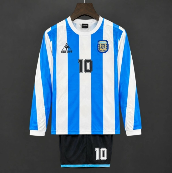 Retro 1998 Kids Argentina Home Long Sleeve Jersey