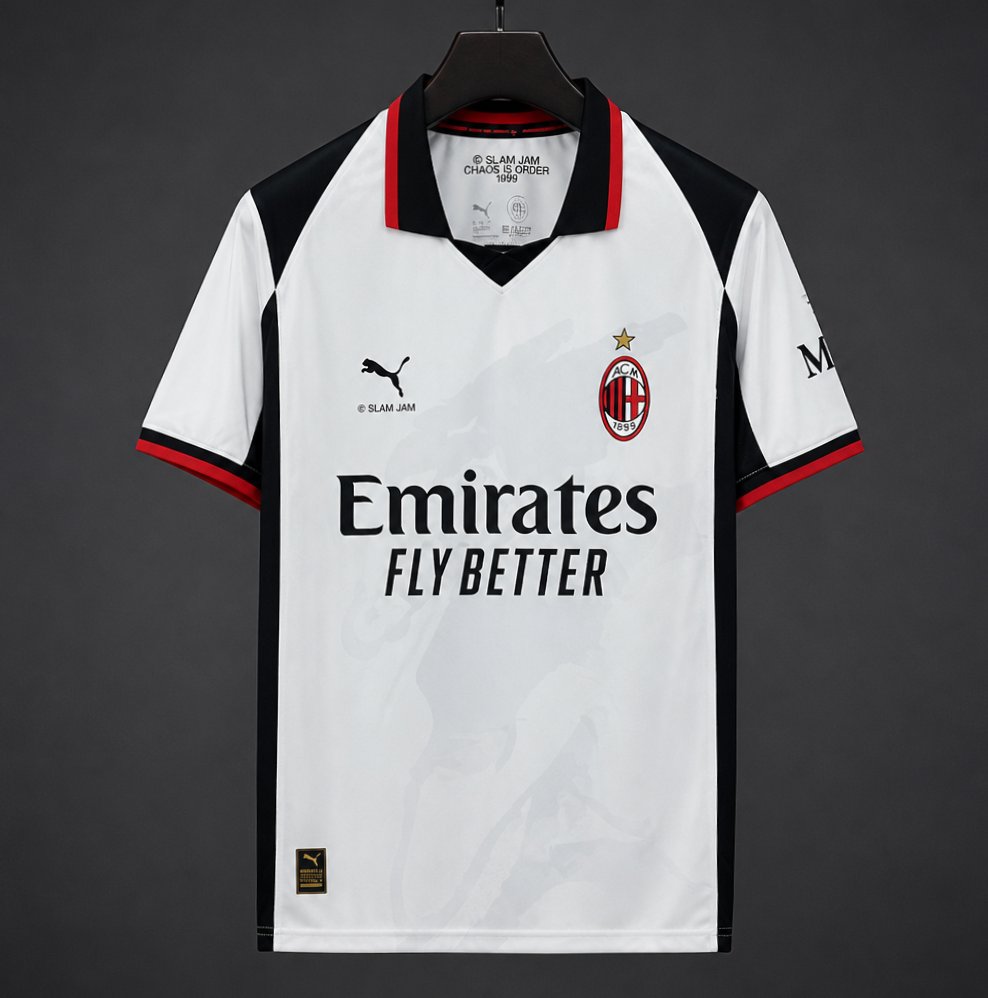 26/27 AC Milan x Slam Jam Grey Special Limited Edition Jersey With Nations League Printing and patch